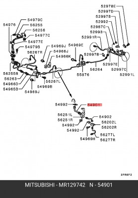 шланг тормозной! передний\Mitsubishi L200/L300/Pajero 2.6-2.5TD 83-90 L=190внутр MR129742 MITSUBISHI