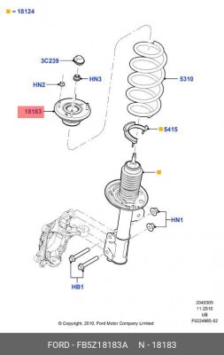 Опора амортизатора передней подвески FB5Z18183A FB5Z-18183-A FORD