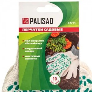 Перчатки х/б 6-и нит. 10 класс ПВХ цветы белая PALISAD 67771 PALISAD