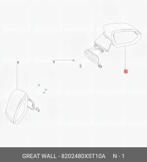 Зеркало правое Haval Jolion 8202480XST10A GREAT WALL
