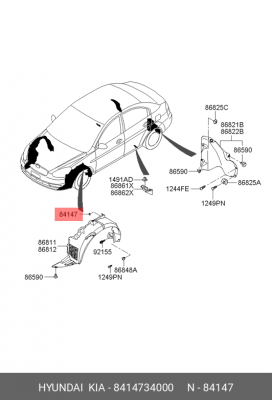 Пистон HYUNDAI Accent крепления деталей автомобиля OE 8414734000 HYUNDAI KIA