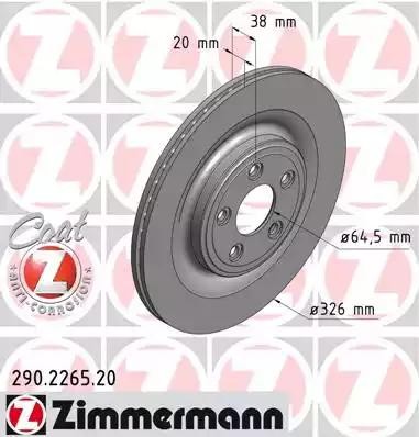 диск тормозной !задн. 326x20/38-5x108 \ Jaguar XJ 8 3.2/4.0 97> 290.2265.20 ZIMMERMANN
