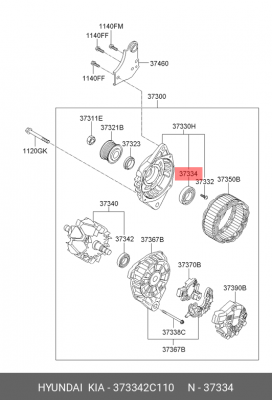 Подшипник генератора (17х47х14) 373342C110 HYUNDAI KIA