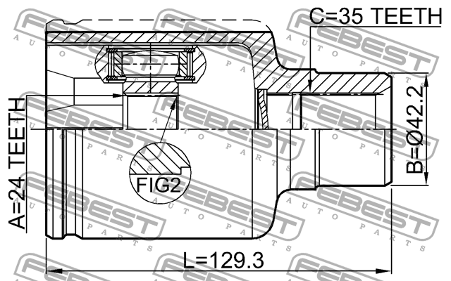 ШРУС внутренний правый MAZDA TRIBUTE CZ 01-11 0511-TRIBRH 0511TRIBRH FEBEST