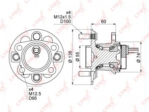 Ступица задняя в сборе (с ABS) подходит для TOYOTA Yaris(P9_/13_) 1.0-1.8 06 WH- WH-1106 LYNXAUTO