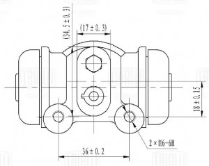 Цилиндр тормозной задний левый/правый d=25.4 мм CF2107 TRIALLI