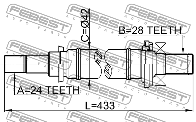 Вал привода MAZDA 3 BK 2003-2008 0512-M316MT 0512-M316MT FEBEST