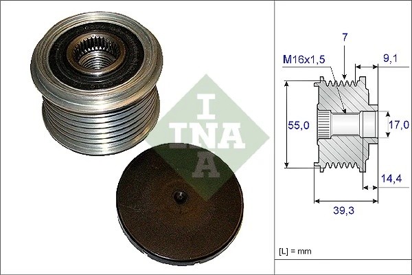 Шкив генератора HYUNDAI ix55 3.0CRDi 9/08- 535014210 535 0142 10 INA