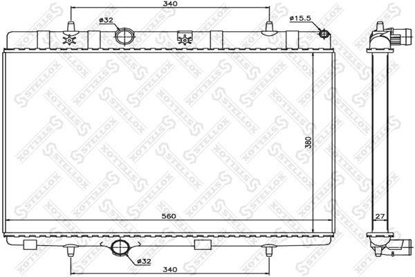 радиатор системы охлаждения!\ Citroen C2/C3 1.4/1.6 04> 10-26119-SX STELLOX