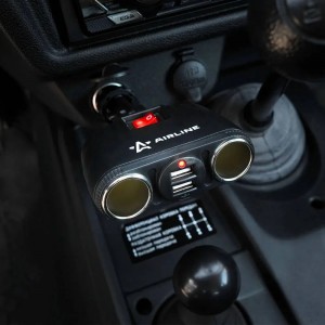 Разветвитель прикуривателя 2-х гнездовой 12V 2USB AIRLINE ASP-2TU-08 AIRLINE