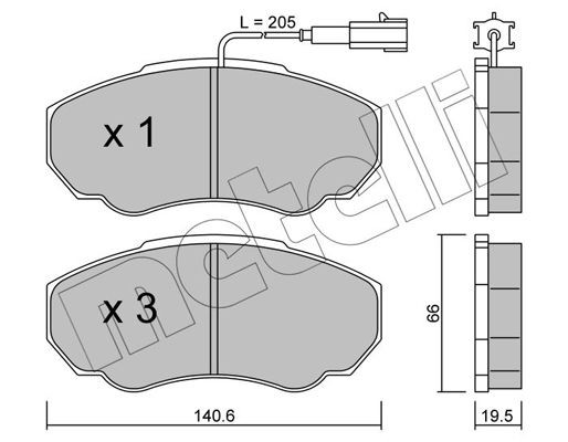 FIAT DUCATO/CITROEN JUMPER 02> 140.8x19.3x66/ с датчиком износа/ на среднюю и ко 2203250 METELLI