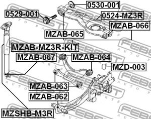 Сайлентблок заднего амортизатора MZAB-067 FEBEST