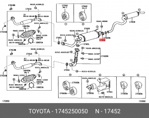 хомут глушителя!\ Toyota Land Cruiser (100) 98-07 17452-50050 TOYOTA