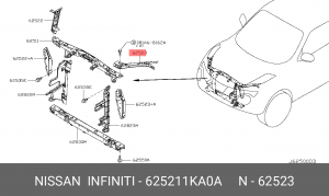 Панель передняя NISSAN JUKE 11- крепления фары левая 62521-1KA0A NISSAN