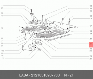 ОБЛИЦОВКА ПОРОГА ПОЛА ПЕРЕДНЯЯ ЛЕВАЯ 21210-5109077-00 LADA VAZ