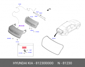 Замок крышки багажника HYUNDAI Sonata (19-) KIA K5 (20-) OE 81230L0000 HYUNDAI KIA