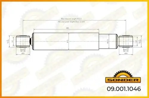 Амортизатор подвески O/O 455-742 d20x52/d20x52 090011046 SONDER