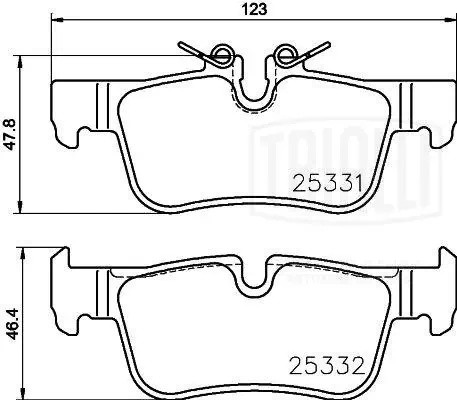 Колодки торм. для а/м BMW X1 (F48) (15-)/2 (F45) (14-) диск. зад. (в компл. с да PF4049 TRIALLI