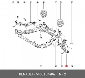 рычаг нижний левый!\ Renault Koleos 08> 545015HA0A RENAULT