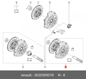 Сцепление ЛАДА RENAULT Logan,Sandero,Clio 3,Kangoo 2,Megane 2 OE 302050901R RENAULT