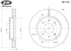 Диск тормозной передний вентилируемый 1шт.) BDV112 BDV112 BM MOTORSPORT