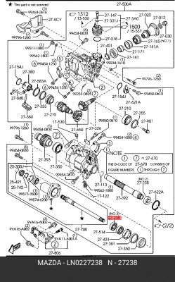 Сальник дифференциала Fr  CX-7 LN0227238 LN02-27-238 MAZDA