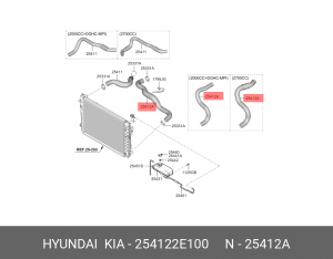 ПАТРУБОК РАДИАТОРА НИЖНИЙ 25412-2E100 254122E100 HYUNDAI KIA