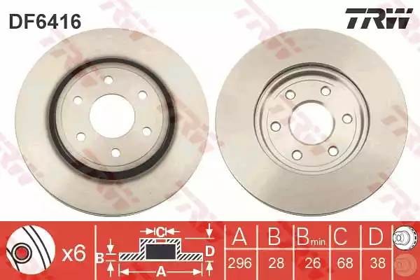 Диск тормозной передний NISSAN NAVARA (D40), PATHFINDER (R51) 16" (296мм) DF6416 DF6416 TRW