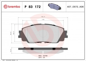 Колодки тормозные дисковые P83172 P83172 BREMBO