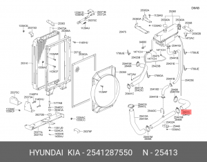 Патрубок радиатора нижний угловой AERO 2541287550 HYUNDAI KIA
