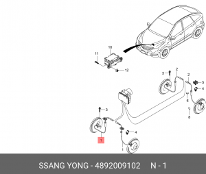 Датчик АБС SSANGYONG Actyon (08-),Kyron (08-),Actyon Sports (08-) колеса передне 4892009102 SSANG YONG