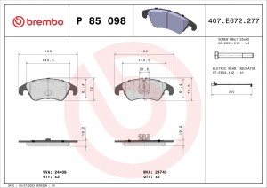 Колодки тормозные P85098 P85098 BREMBO