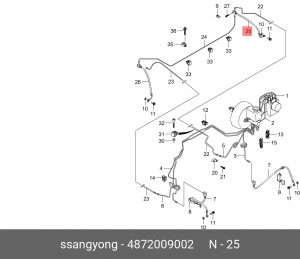 Шланг тормозной SSANGYONG Actyon (06-),Kyron (05-),Actyon Sports (06-),Rexton (0 4872009002 SSANG YONG
