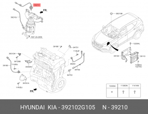 Датчик кислорода KIA Sorento (15-) (2.4) верхний OE 392102G105 HYUNDAI KIA