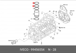 уплотн. кольцо гильзы!(р) D132.94x3.53 18x\Iveco Stralis, Cursor дв. 8460.41C/K/ 99456554 IVECO