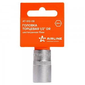 Головка торцевая 1/2" (15) "AIRLINE" (6 граней) пласт. подвес AT-S12-08 AIRLINE
