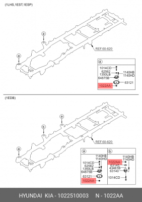гайка выпускного коллектора!\ Hyundai ix35 1022510003 HYUNDAI