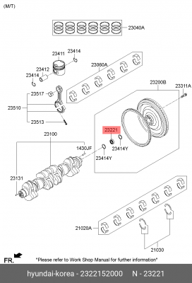 Подшипник HYUNDAI HD65,78,120,БОГДАН дв.D4GA,D6GA коленвала OE 2322152000 HYUNDAI KIA