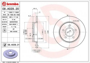 Диск тормозной FORD FOCUS II 04 Brembo Painted Disc 08.A029.21 08.A029.21 BREMBO