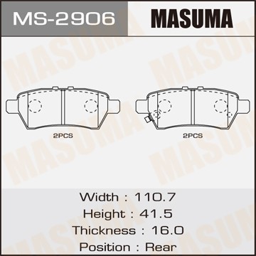 колодки дисковые з.!\ Nissan Pathfinder 4.0/2.5DCi 4WD 05> MS2906 MASUMA