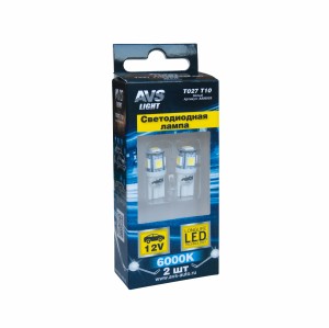 к-т ламп! светодиодных T027 Т10 (W2.1x9.5d) 5SMD 5050 3 chip W5W, блистер 2шт, б A80605S AVS