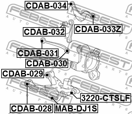 Сайлентблок задней поперечной тяги CADILLAC SRX 2011- CDAB-033Z CDAB-033Z FEBEST