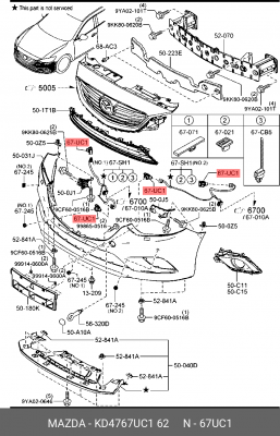 Датчик парковки MAZDA CX-5 (11-) OE KD4767UC1 62 MAZDA