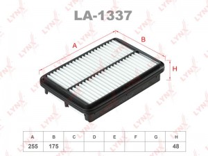 фильтр воздушный! 255x175x48\ Hyundai Santa Fe 2.4/2.7 &16V/24V 01> LA-1337 LYNXAUTO