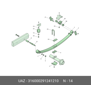 Накладка УАЗ-3160 рессоры (ОАО УАЗ) 316000291241210 UAZ UAZ
