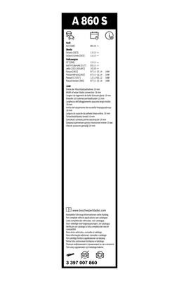 щетки к-кт! 480/19'+600/24' RHD\VW Golf/Jetta VI/Passat 10>, Skoda Octavia III 1 3 397 007 860 BOSCH