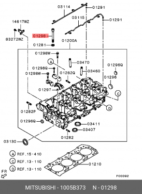 Болт MITSUBISHI головки блока ОЕ 1005B373 MITSUBISHI