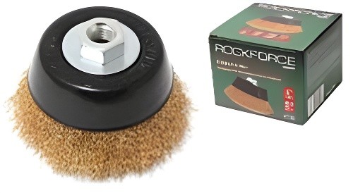 Кордщетка для УШМ "чашка" 60мм витая латунь ROCKFORCE RFBWC025 ROCK FORCE