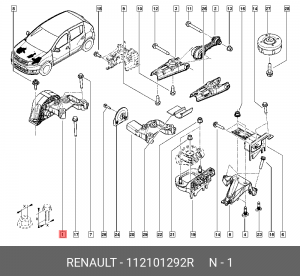 Опора двигателя RENAULT Logan II правая 112101292R 112101292R RENAULT