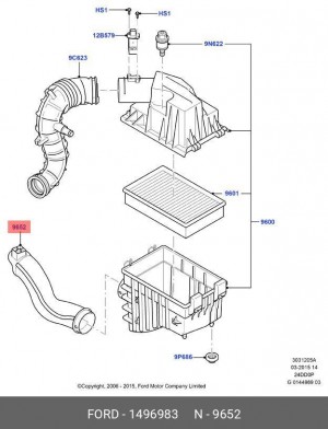 Патрубок FORD Transit (06-/14-),Ranger фильтра воздушного OE 1 496 983 FORD